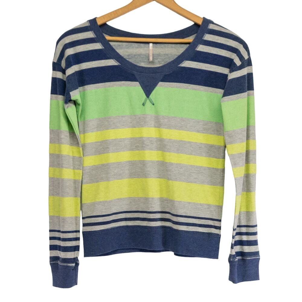 Women's Large T-Shirt POOF Striped Long Sleeve Cotton Blend Pullover Shirt